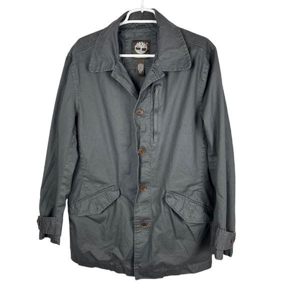 Timberland Other - Timberland trench style gray barn coat cotton medium button up